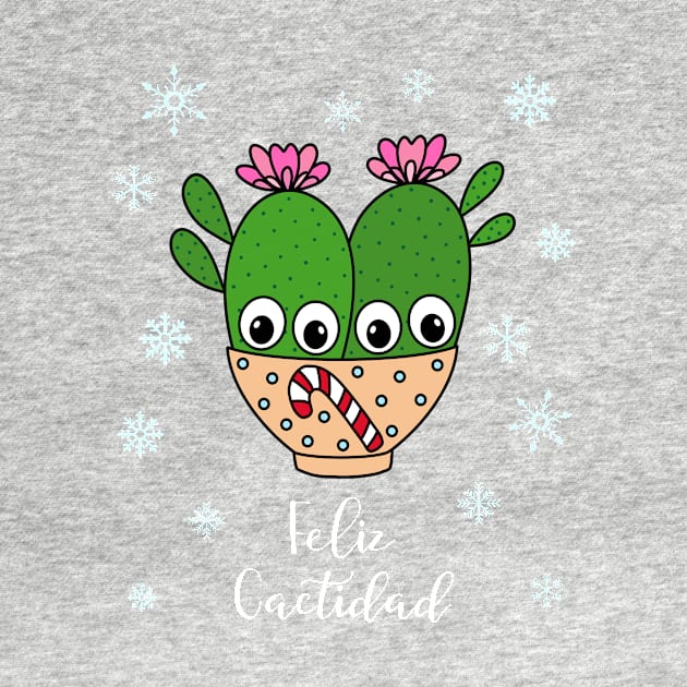 Feliz Cactidad - Cacti Couple In Christmas Candy Cane Bowl by DreamCactus